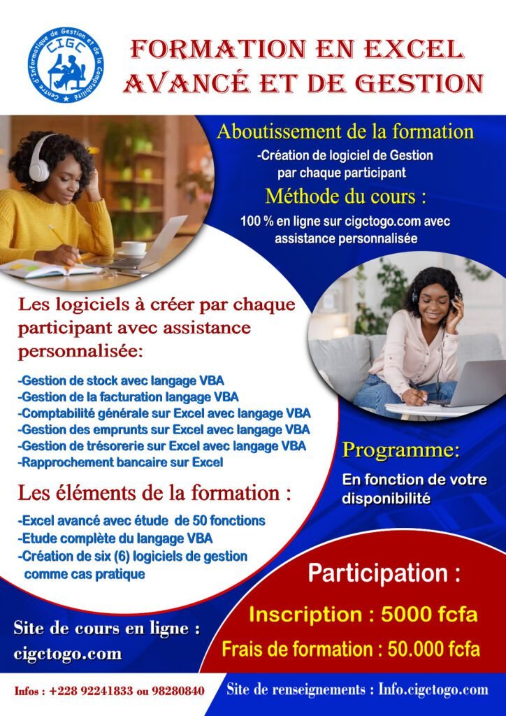 formation excel avancé et de gestion