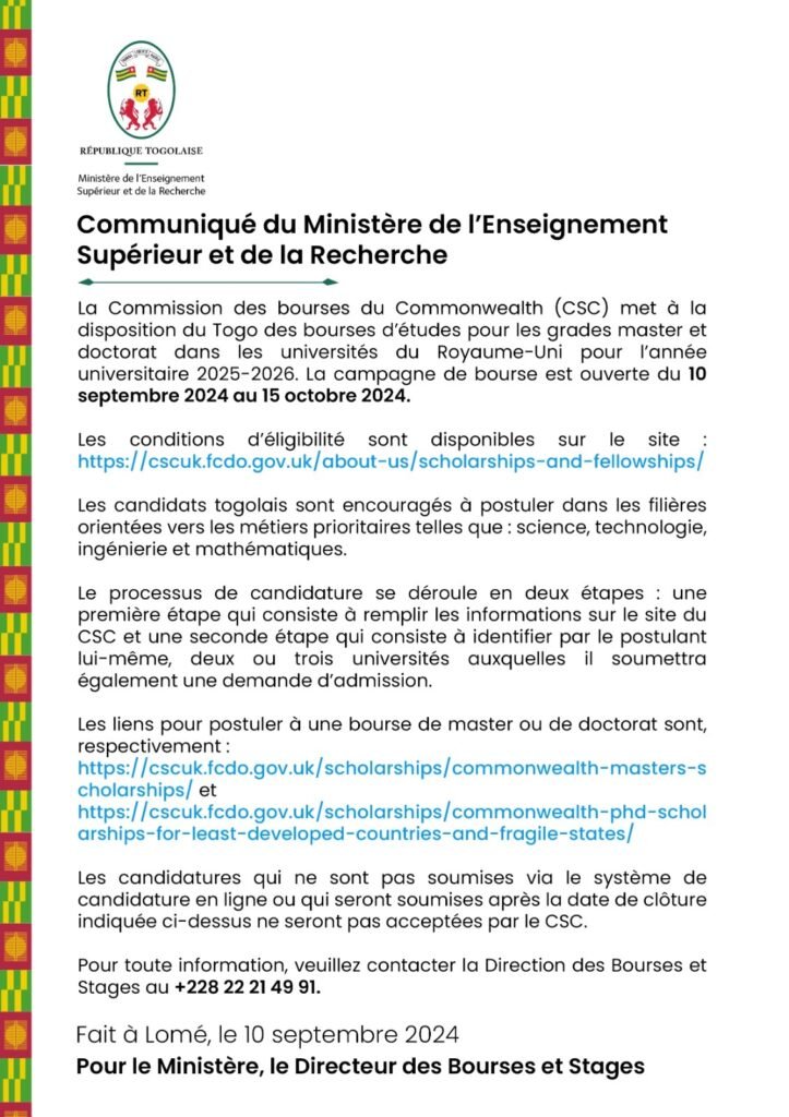 Bourses du commonwealth