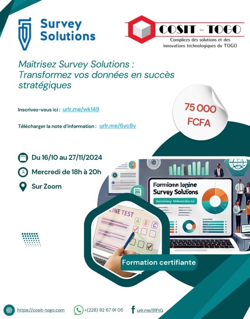 formation pratique en ligne sur survey solution