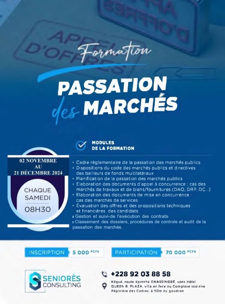 formation en passation des marchés publics