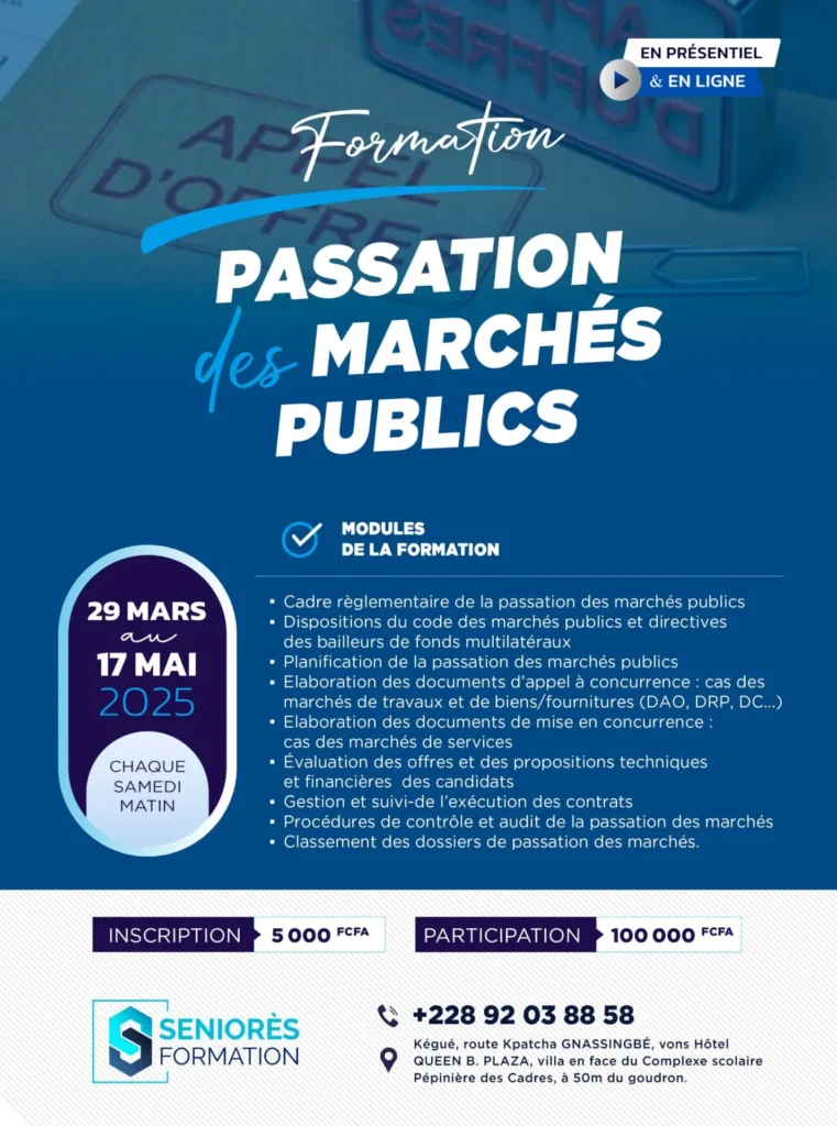 Formation en passation des marchés publics