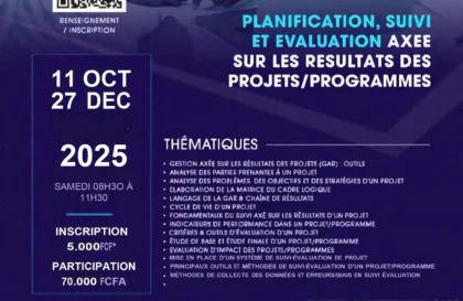 Formation en planification, suivi et évaluation